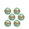 Melrose Green Pine Branch Ball Ornament with Bead Berry Accent (Set of 6)