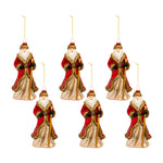 Melrose Glass Santa Ornament with Gold Accent (Set of 6)