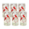 Melrose Frosted Glass Votive Holder with Beaded Cardinal Bird Design (Set of 6)