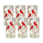 Melrose Frosted Glass Votive Holder with Beaded Cardinal Bird Design (Set of 6)