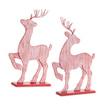 Melrose Iron Metal Deer Decor with White Washed Finish (Set of 2)