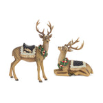 Melrose Holiday Deer Figurine with Gold Accents (Set of 2)