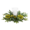 Melrose Mixed Winter Pine Cone Candle Holder with Glass Hurricane 18"D