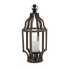 Melrose Open Wood Lantern with Glass Hurricane