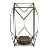 Melrose Geometric Iron Candle Holder with Glass Hurricane