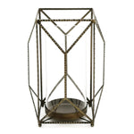 Melrose Geometric Iron Candle Holder with Glass Hurricane