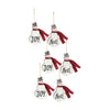 Melrose Metal Snowman Sentiment Ornament with Scarf (Set of 6)