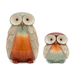 Terra Cotta Owl Figurine Set of 2 – 6"H & 10"H Glazed Fall Decor for Thanksgiving & Autumn Display By Melrose