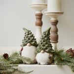 Terra Cotta Gnome Figurine Set of 2 – 7"H Pine Tree Hat Christmas Decor for Indoor & Covered Outdoor Display by Melrose