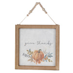 Pumpkin Frame Wall Art, Set of 2 – 11.75"L Harvest "Give Thanks" & "Be Grateful" Decor by Melrose