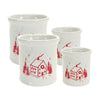 Melrose Ceramic Crock with Snowy House Scene (Set of 4)