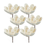 Melrose Ivory Velvet Magnolia Stem with Silver Bead Accents (Set of 6)