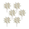 Melrose Ivory Velvet Poinsetta Stem with Gold Bead Accents (Set of 6)