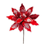 Red Velvet Poinsetta Stem with Gold Bead Accents 