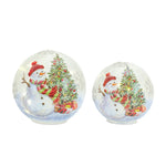 Melrose LED Lighted Orb with Whimsical Snowman and Tree Scene (Set of 3)