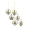 Melrose Painted Snowy Pine Tree Ball Ornament (Set of 6)