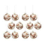 Melrose Glass Ball Ornament with Painted Bird Branch Design (Set of 6)