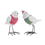 Melrose Winter Bird Figurine with Nordic Sweater Accent (Set of 2)