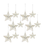 Melrose Silver Beaded Metal Star Ornament (Set of 12)