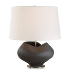 Uttermost Nocturne Aged Black Table Lamp – 23.5"H Porcelain Base with Brass Accents & White Linen Shade