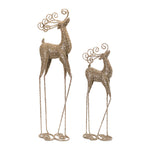 Melrose Copper Metal Standing Deer Figurine with Gold Finish (Set of 2)