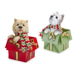 Melrose Whimsical Terrier Dog in Present Figurine (Set of 2)