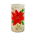 Melrose Mercury Glass Candle Holder with Beaded Poinsettia (Set of 6)