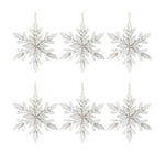 White Washed Wooden Snowflake Ornament (Set of 6)