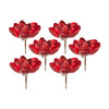 Melrose Red Velvet Magnolia Stem with Bead Accents (Set of 6)