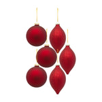 Melrose Red Glass Ball and Onion Ornament (Set of 6)