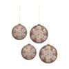 Melrose Bronze Glass Ball Ornament with Brushed Snowflake Design (Set of 6)