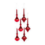 Melrose Modern Red Finial Drop Ornament (Set of 6)