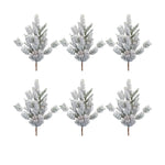 Melrose Flocked Mixed Pine Spray with Pinecone (Set of 6)