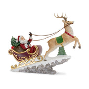 Melrose Santa in Sleigh with Reindeer Figurine 21.5