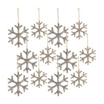 Melrose Wooden Snowflake Ornament with White Washed Finish (Set of 12)