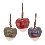 Heart Christmas Ornaments Sentiment Designs – Foam Set of 12 by Melrose