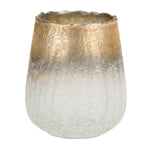 Melrose Gold and White Ombre Glass Vase Candle Holder 6"H