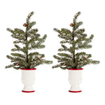 Potted Snowy Pine Tree Set Ceramic Base Holiday Decor – 20" by Melrose