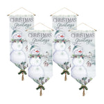 Melrose Traditional Christmas Greetings Canvas Banner (Set of 4)