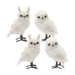 Melrose White Winter Owl Foam Decoration (Set of 4)