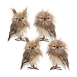 Melrose Furry Winter Owl Foam Decoration (Set of 4)