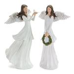 Melrose Winter Angel Figurine with Bird and Wreath Accent (Set of 2)