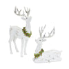 Melrose White Deer Figurine with Silver Antler and Wreath Accent (Set of 2)