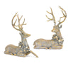 Melrose Holiday Deer Figurine with Lighted Wreath and Gold Finish (Set of 2)