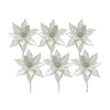 Melrose Ivory Poinsetta Stem with Champagne Bead Accent (Set of 6)