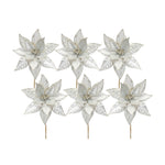 Melrose Ivory Poinsetta Stem with Champagne Bead Accent (Set of 6)