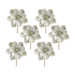 Melrose Ivory Magnolia Stem with Champagne Bead Accent (Set of 6)