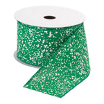 Melrose Green and White Speckle Wired Ribbon (Set of 3)