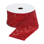 Melrose Sequined Red Ribbon (Set of 2) 2.5" x 10 Yds.