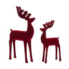 Melrose Red Flocked Deer Figurine (Set of 2)